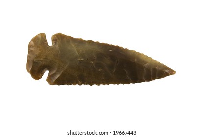 Native American arrowhead isolated on a white background.
