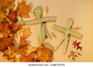 Native American Corn Husk Doll Made Out Of The Corn Cobs Dried Leaves