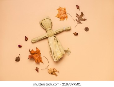 Native American Corn Husk Doll Made Out Of The Corn Cobs Dried Leaves