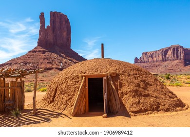 Native american hogans in Navajo nation reservation at Monument Valley, Arizona, USA