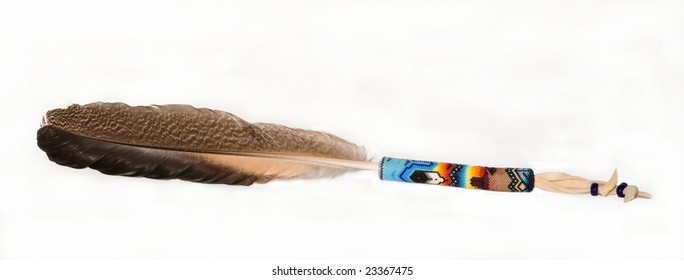 Native American Indian Beaded Prayer Feather