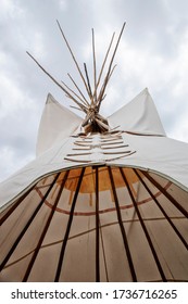 Native American teepee, looking up to the sky.