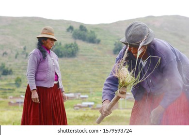 Native American Woman Working In The Countryside.