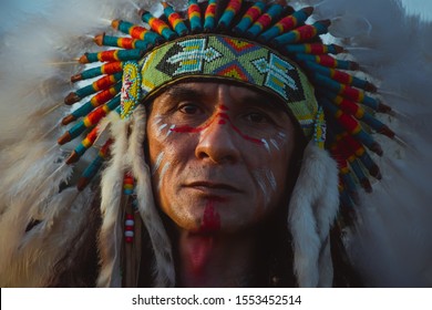 native Americans.portrait of Americans Indian man. - Shutterstock ID 1553452514