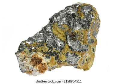 native antimony from Kolarsky vrch deposit, Slovakia isolated on white background - Shutterstock ID 2158954511