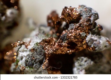 Native Copper Inserted In A Rock