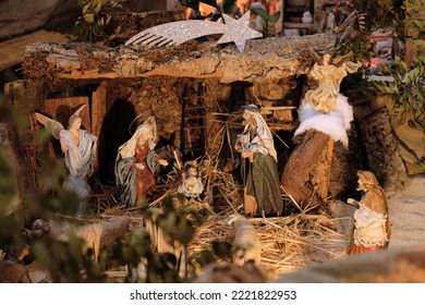 Nativity Scene With Baby Jesus. The Magi In The Nativity Scene. Christian Tradition Has It That Three Kings Visited Jesus.