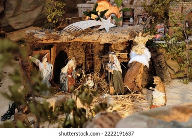 Nativity Scene With Baby Jesus. The Magi In The Nativity Scene. Christian Tradition Has It That Three Kings Visited Jesus.