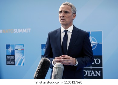 NATO Secretary General Jens Stoltenberg Arrives For The First Day Of A NATO Summit In Brussels, Belgium, July 11, 2018. 