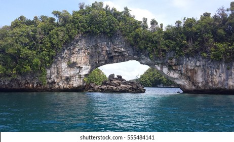 Natural Arch In Rock Islands Off Of Palau