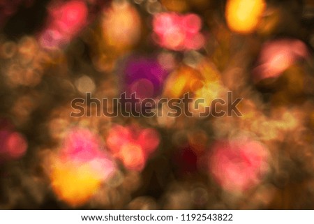 Natural background. Abstract blurred image of a spring garden with defocused spots of flowers in the rays of sunlight. Bokeh background. Element of design