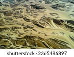 Natural background - Aerial view of braided glacial River in Iceland