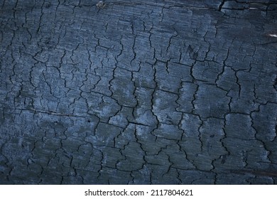 Natural Background Image, Black Charcoal From Burning Tree Trunk