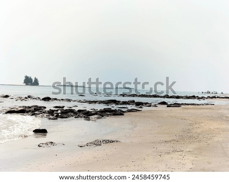 Similar – Image, Stock Photo Beach with rocks and puddle in a sunset, ribadeo, lugo, galician, spain