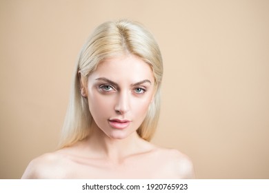 Natural Beauty And Skincare. No Makeup Girl. Blonde Woman Portrait