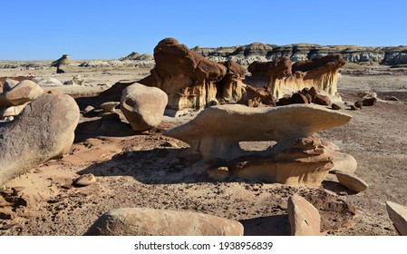 The Natural  Bisti Arch On A Sunny Winter Day In The Alamo Wash Section Of The Bisti Badlands Near Farmington, New Mexico