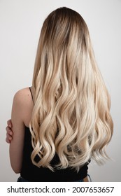 Natural Blonde Hair In Wig, Ombre Back View