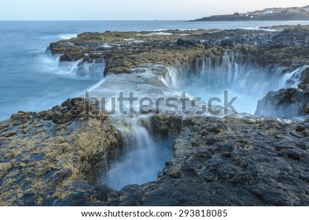 Natural blowhole on the island of Gran Canaria, Spain