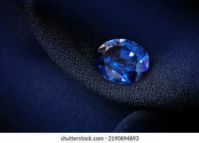 Natural Blue Sapphire On Black Background