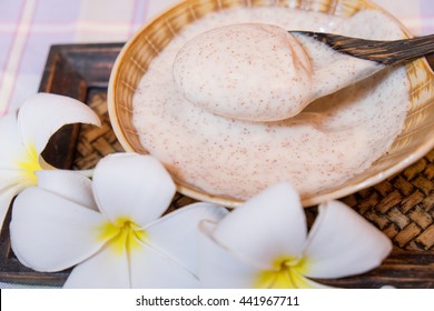 Natural body care scrub closeup