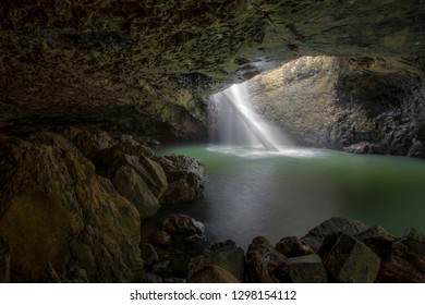 Natural Bridge Waterfall In Springbrook