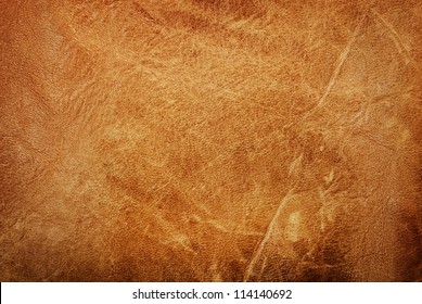 Natural brown leather texture background. Abstract vintage cow skin backdrop design. - Shutterstock ID 114140692
