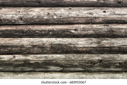 Natural Brown Log Cabin Wood Wall. Wall Texture Background Pattern.