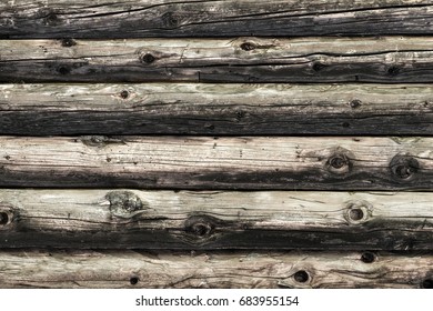 Natural Brown Log Cabin Wood Wall. Wall Texture Background Pattern.