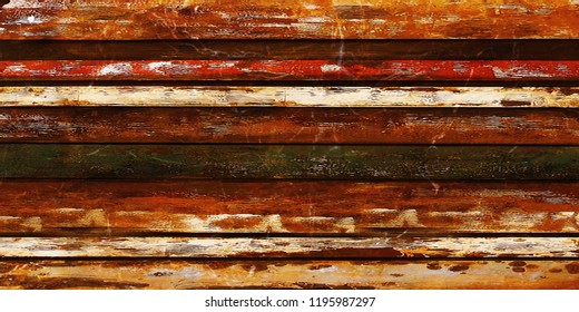 Natural Brown Wood, Hard Wood Texture For Interior Design, Rustic Beige Wood. Brown Colored Horizontal Stripes Of Wood, From Old Beach Hut. Bit Grungy. Background.