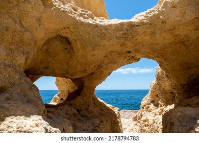 The natural caves exists in Algar Seco, Carvoeiro, Algarve - Portugal - Shutterstock ID 2178794783