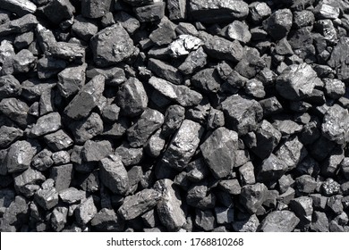 Natural Coal. Background. Thermal Energy. Top View Of Fuel For Industry. 