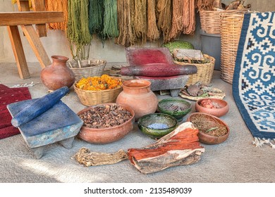 Natural colorants or tints used to make colorful fabrics - Shutterstock ID 2135489039