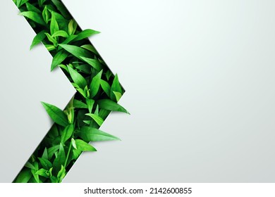 Natural concept, environment and organic products. Green abstract arrow, natural design. Natural design, flyer layout, marketing material, copy space - Shutterstock ID 2142600855