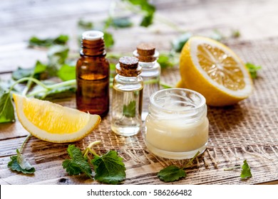 Natural cosmetics with herbal ingredients, close-up