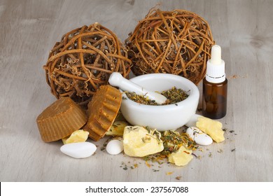 Natural cosmetics and soaps handmade from organic oils and herbs. 