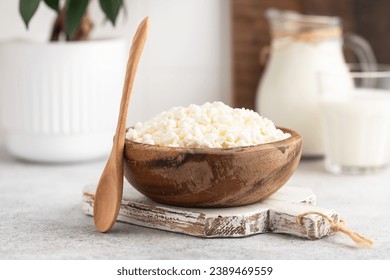 Natural cottage cheese. Natural dairy products.