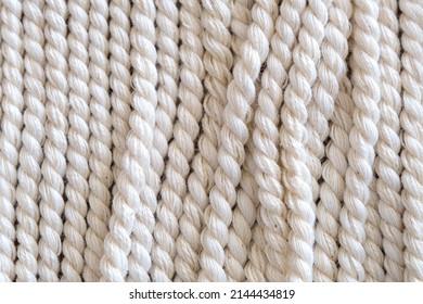 Natural Cotton Rope Closeup.Macro Of Macrame Threads