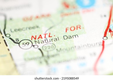 Natural Dam. Arkansas. USA On A Geography Map