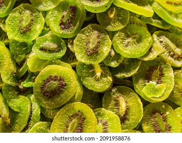 Natural dried kiwi background. Sliced and dried candied citrus fruit background.  - Shutterstock ID 2091958876