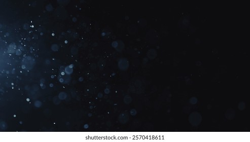 natural dust particles float in air on black background