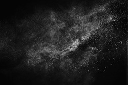 Natural Dust Particles Flow In Air On Black Background
