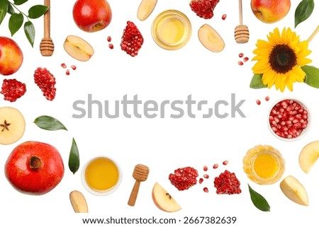 Natural elements frame a creative space, isolated on white, PNG