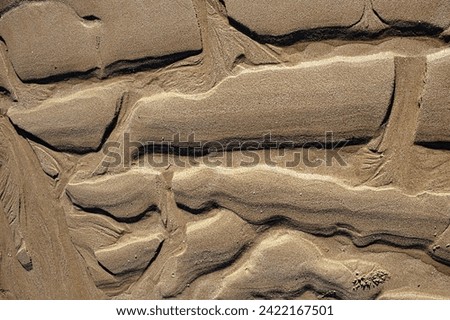 Natural flow patterns in wet sand. Abstract nature background. 
