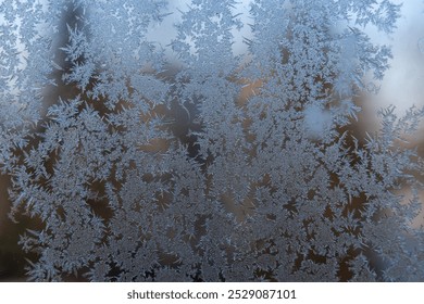 Natural frost pattern on a window. Frost patterns. Icy window in the winter. - Powered by Shutterstock