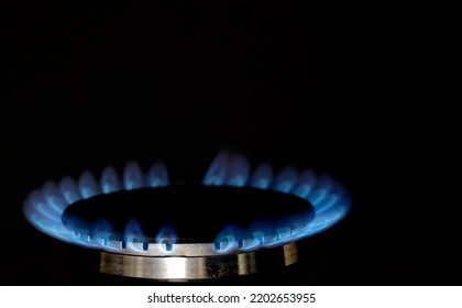 Natural Gas Blue Flame Black Background