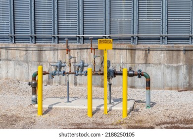 Natural Gas Equipment At Grain Storage Facility. Agriculture Grain Drying Costs, Natural Gas Price And Propane Supply Concept.