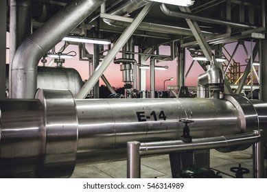 Natural Gas Factory Pipeline At Processing Facility