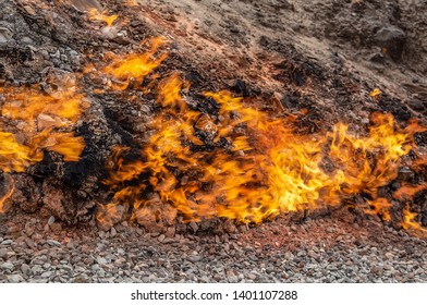 Is A Natural Gas Fire Which Blazes Continuously On A Hillside On The Absheron Peninsula, Caspian Sea Near Baku,famous Landmark Of Azerbaijan