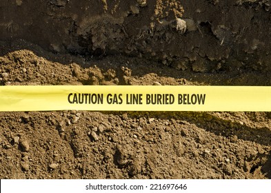 Natural Gas Lines In A Utilities Trench At A Commercial Development Building Site