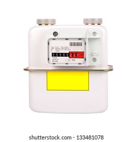 Natural Gas Meter. Isolated On White Background. Including Clipping Path. All Copyrighted Elements Removed.